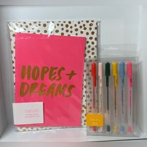 ban.do Stationery Bundle – Hopes Dreams Notebook Set & Motivational Gel Pens NEW